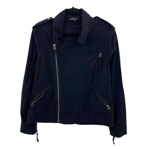 Miss Me Asymmetrical Zip Moto Jacket Womens Small Black Cotton Zip Pockets